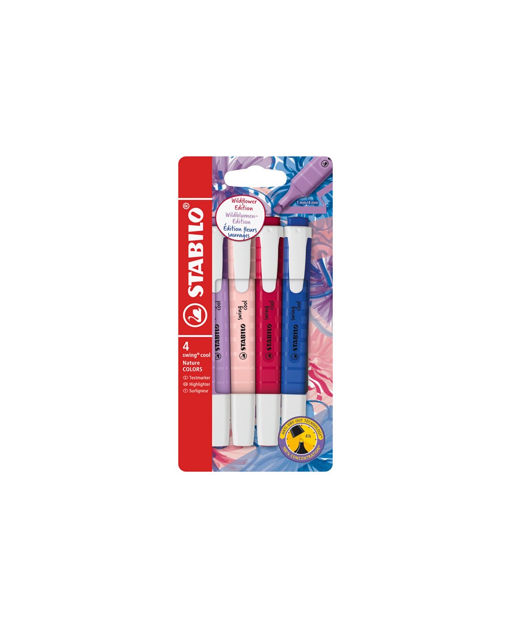 Rotulador stabilo fluorescente fino swing cool nature edicion wildflower estuche de 4 unidades colores