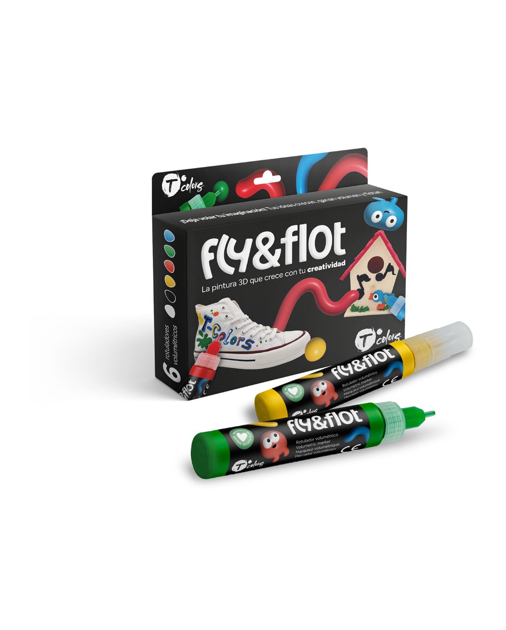 Rotulador tcolors flyflot efecto 3d volumetrico 25 ml estuche de 6 colores surtidos