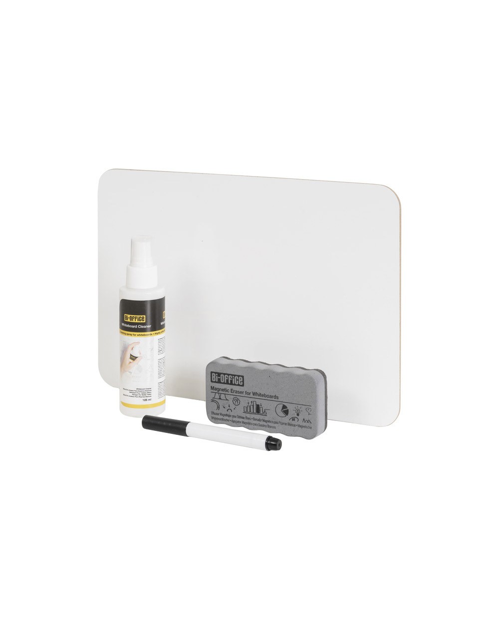 Set escolar bi office 35 pizarra blanca melamina doble cara a4 35 borradores 35 rotuladores 1 spray