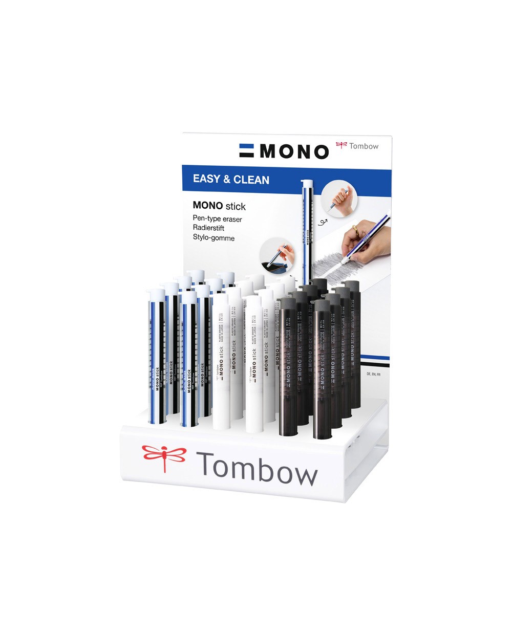 Portagomas tombow mono stick expositor sobremesa de 24 unidades surtidas