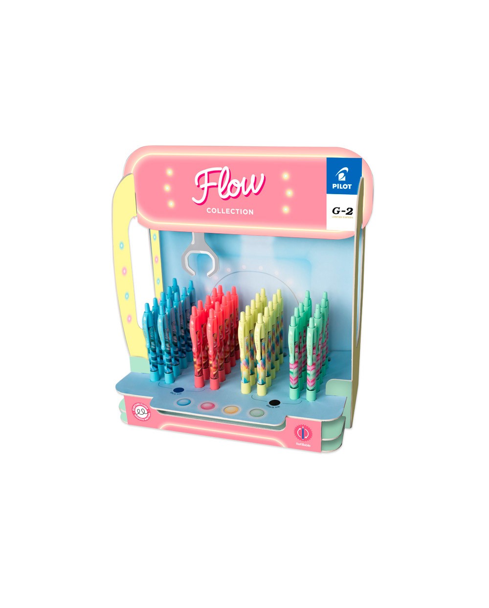 Boligrafo pilot g 2 flow tinta gel retractil expositor de 48 unidades colores surtidos