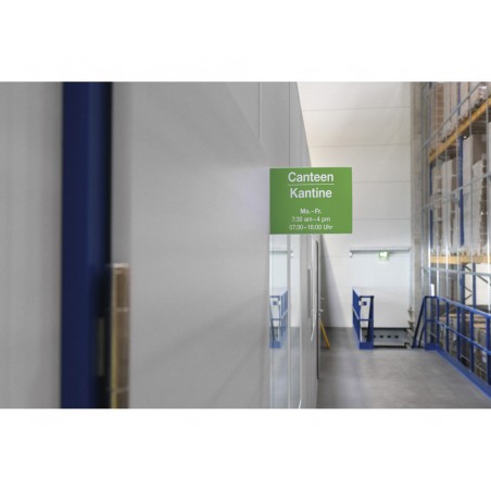 Senal de pasillo adhesiva durable din a4 vertical pack de 10 unidades