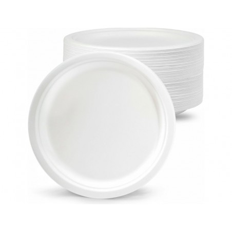 Plato de fibra bio 15 cm diametro paquete de 50 unidades