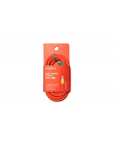 Cable groovy usb 20 tipo c a tipo c longitud 1 mt silicona color naranja