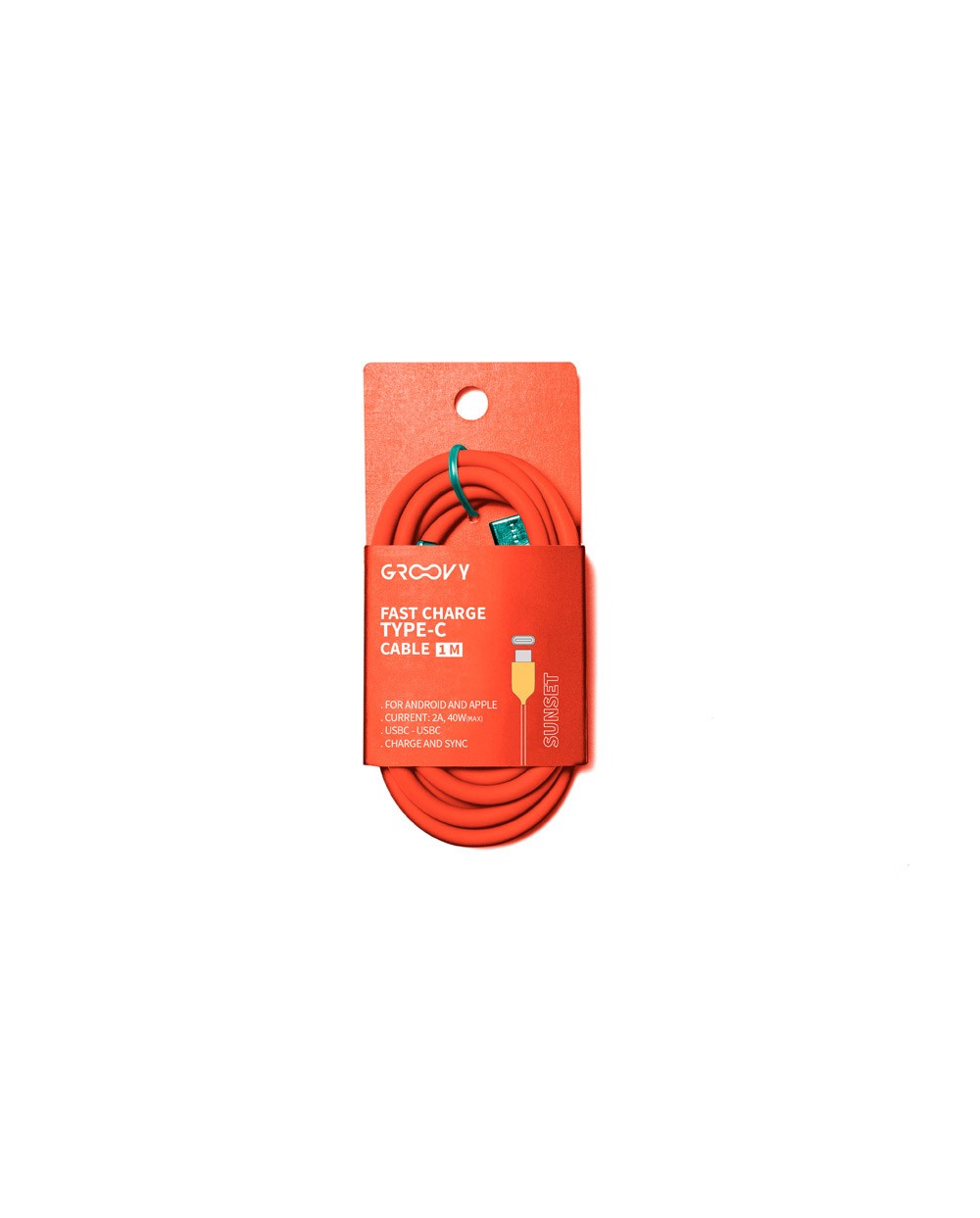Cable groovy usb 20 tipo c a tipo c longitud 1 mt silicona color naranja