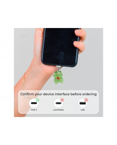 Colgante charm para movil funny type c strawberry frog