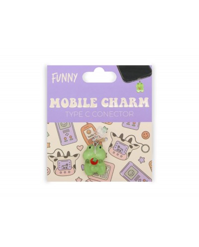 Colgante charm para movil funny type c strawberry frog