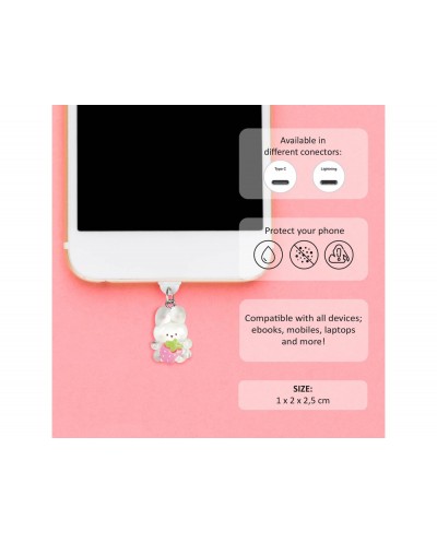 Colgante charm para movil funny lightning white rabbit
