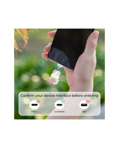 Colgante charm para movil funny lightning white rabbit