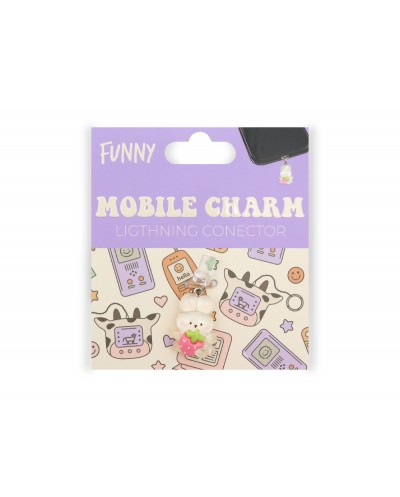 Colgante charm para movil funny lightning white rabbit