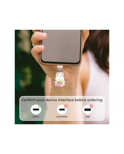 Colgante charm para movil funny type c white rabbit
