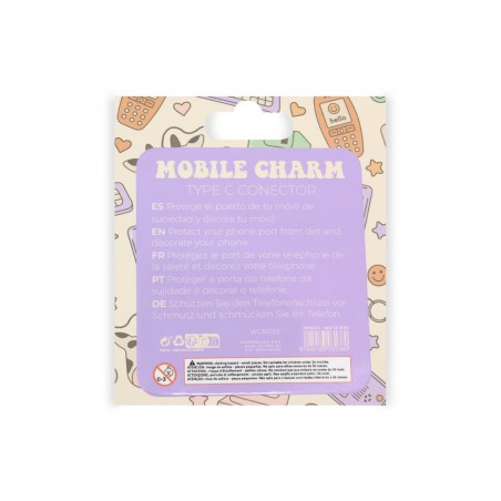 Colgante charm para movil funny type c white rabbit