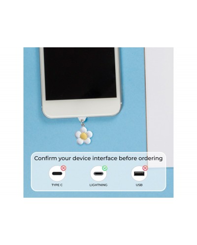 Colgante charm para movil funny lightning white flower