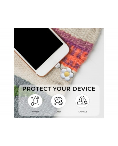 Colgante charm para movil funny lightning white flower