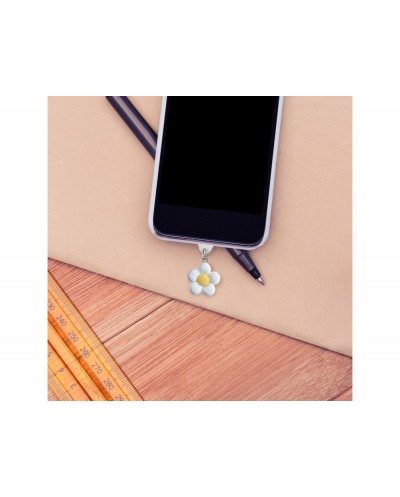 Colgante charm para movil funny lightning white flower