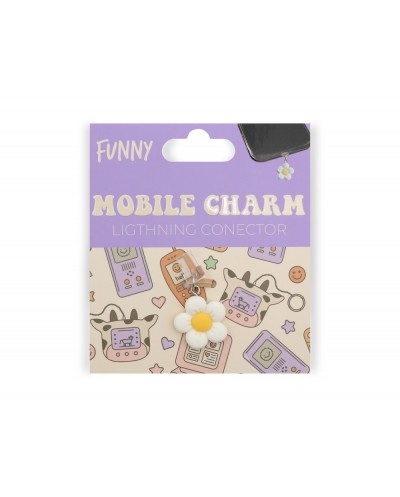 Colgante charm para movil funny lightning white flower