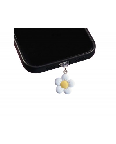 Colgante charm para movil funny type c white flower
