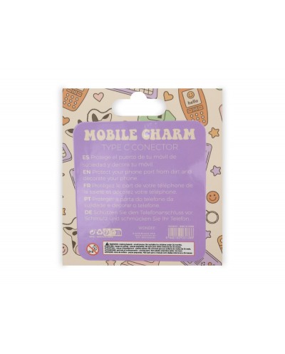 Colgante charm para movil funny type c white flower