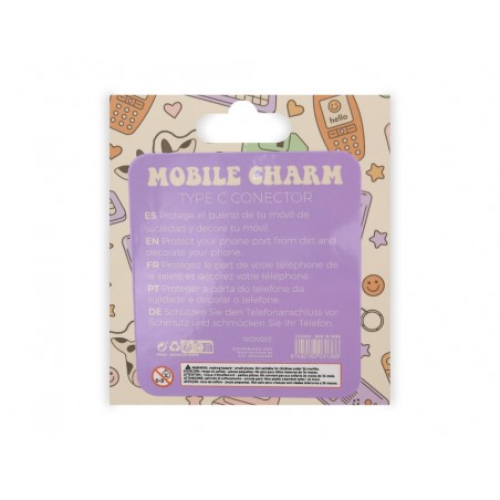 Colgante charm para movil funny type c white flower