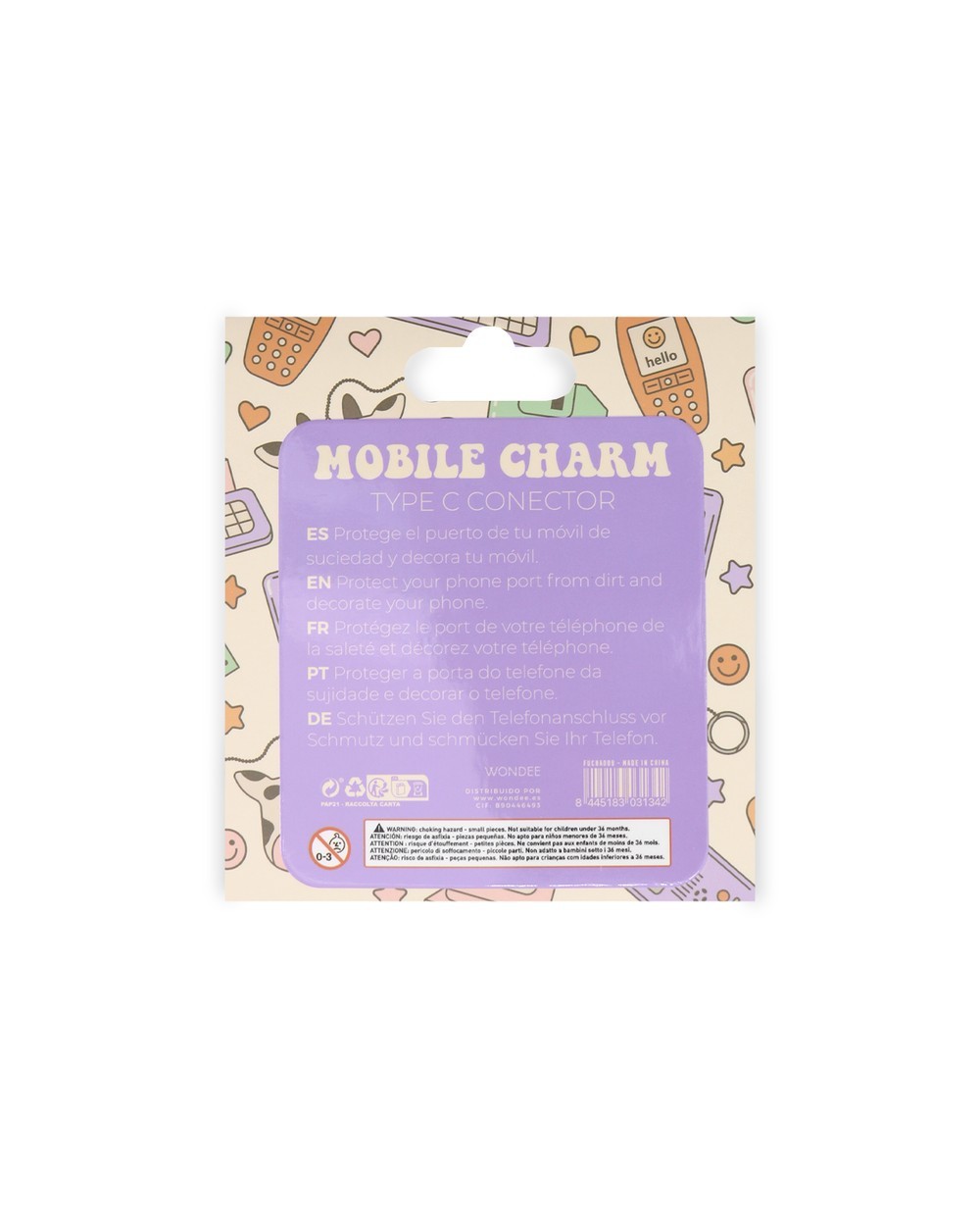 Colgante charm para movil funny type c dog