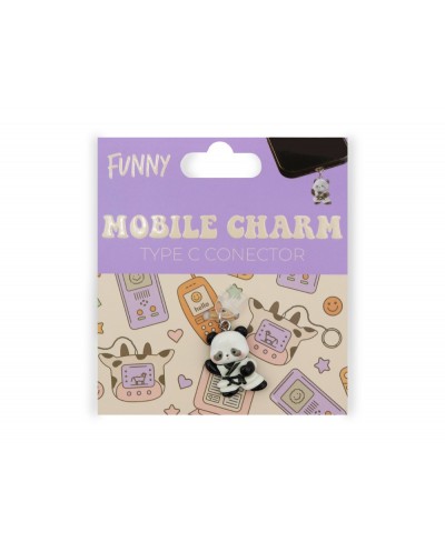 Colgante charm para movil funny type c panda