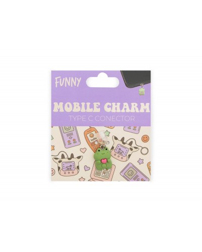 Colgante charm para movil funny type c frog
