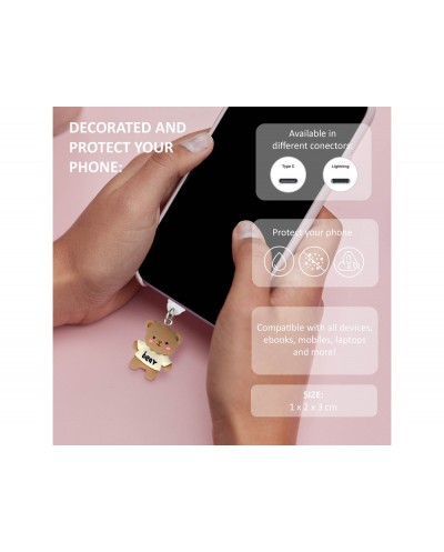Colgante charm para movil funny lightning bear