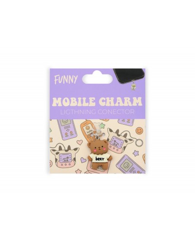 Colgante charm para movil funny lightning bear