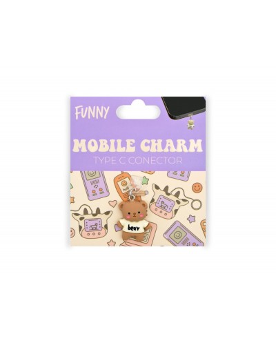 Colgante charm para movil funny type c bear