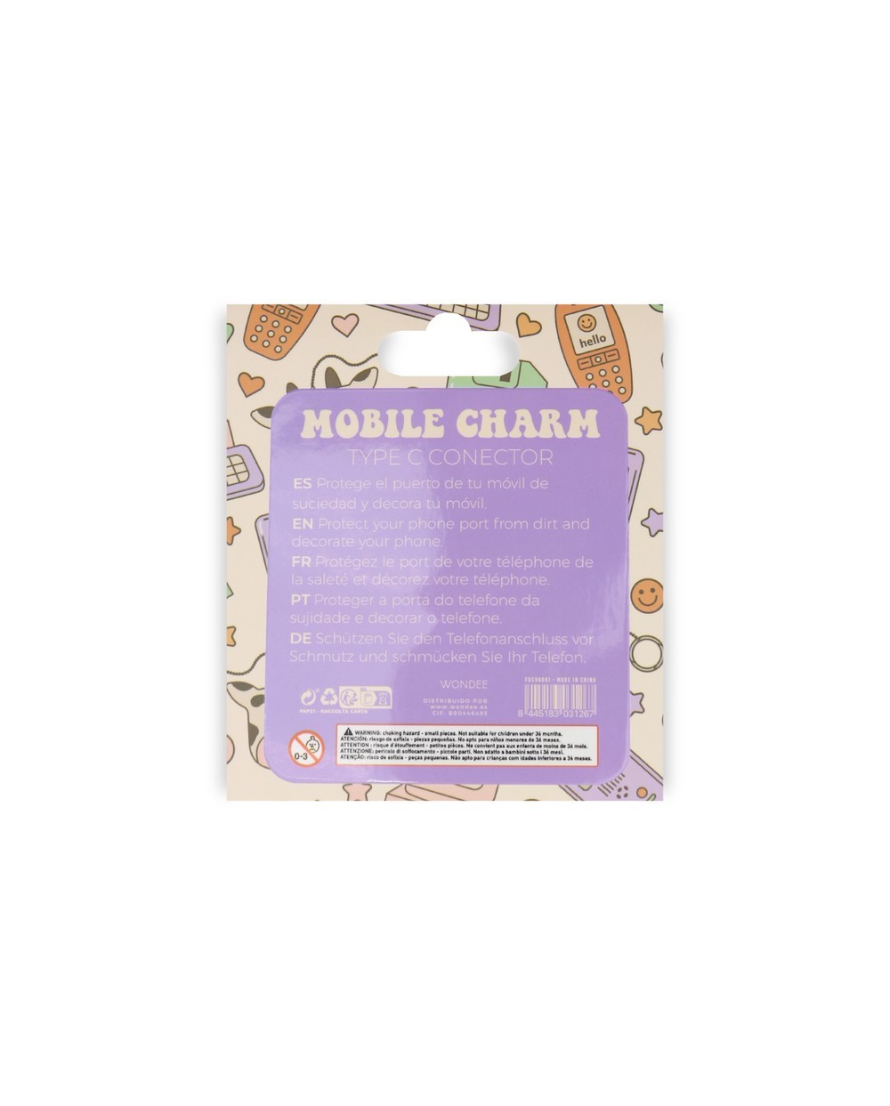 Colgante charm para movil funny type c bear