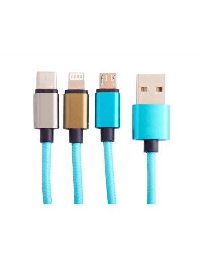 Cable de carga squishmallows 3 en 1 micro usb usb c lightning tatiana 12 m