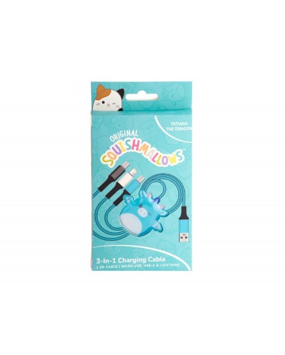 Cable de carga squishmallows 3 en 1 micro usb usb c lightning tatiana 12 m