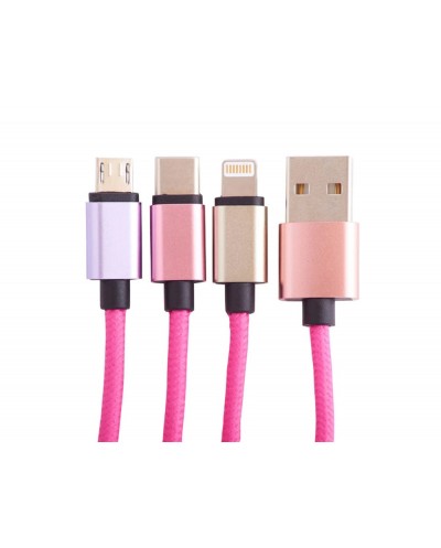 Cable de carga squishmallows 3 en 1 micro usb usb c lightning lola 12 m