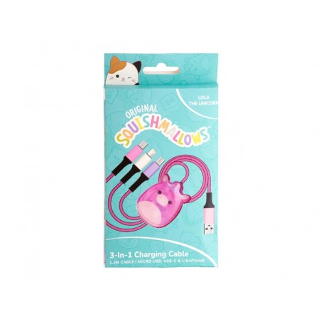 Cable de carga squishmallows 3 en 1 micro usb usb c lightning lola 12 m
