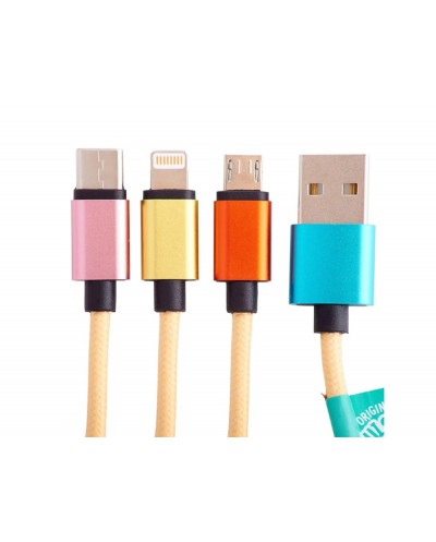 Cable de carga squishmallows 3 en 1 micro usb usb c lightning leonard 12 m