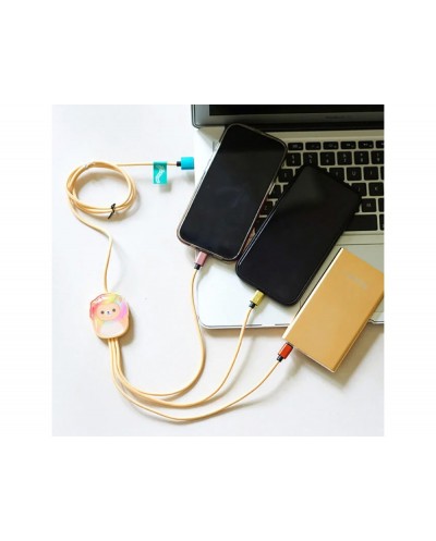 Cable de carga squishmallows 3 en 1 micro usb usb c lightning leonard 12 m