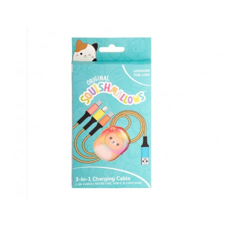 Cable de carga squishmallows 3 en 1 micro usb usb c lightning leonard 12 m