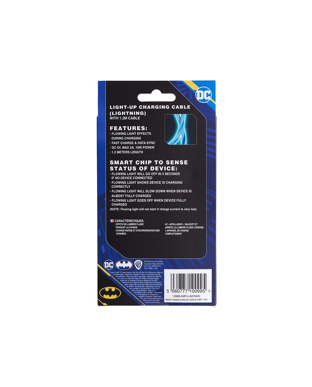 Cable usb a lighting iluminado logo batman 12 m