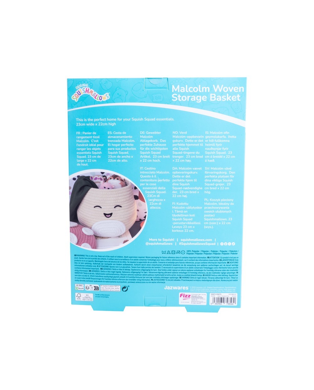 Cesta de almacenamiento tejida squishmallows malcolm