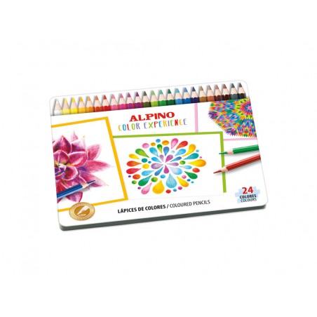 Lapices de colores alpino color experience caja metalica de 24 unidades colores surtidos