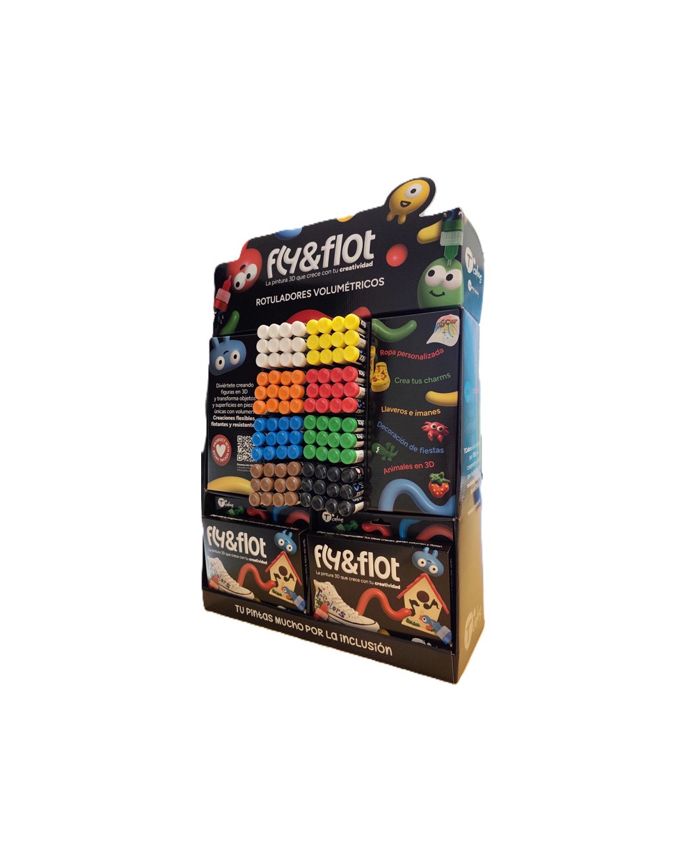 Rotulador tcolors flyflot efecto 3d volumetrico 25 ml expositor de sobremesa 96 unidades colores surtidos 