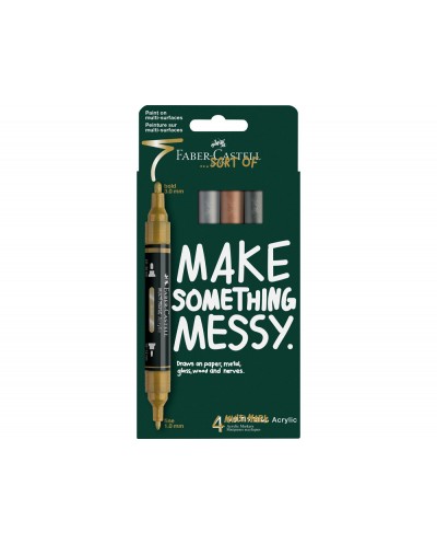 Rotulador faber castell acrili acrilico doble punta caja de 4 unidades colores metalicos surtidos