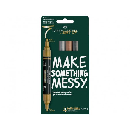 Rotulador faber castell acrili acrilico doble punta caja de 4 unidades colores metalicos surtidos