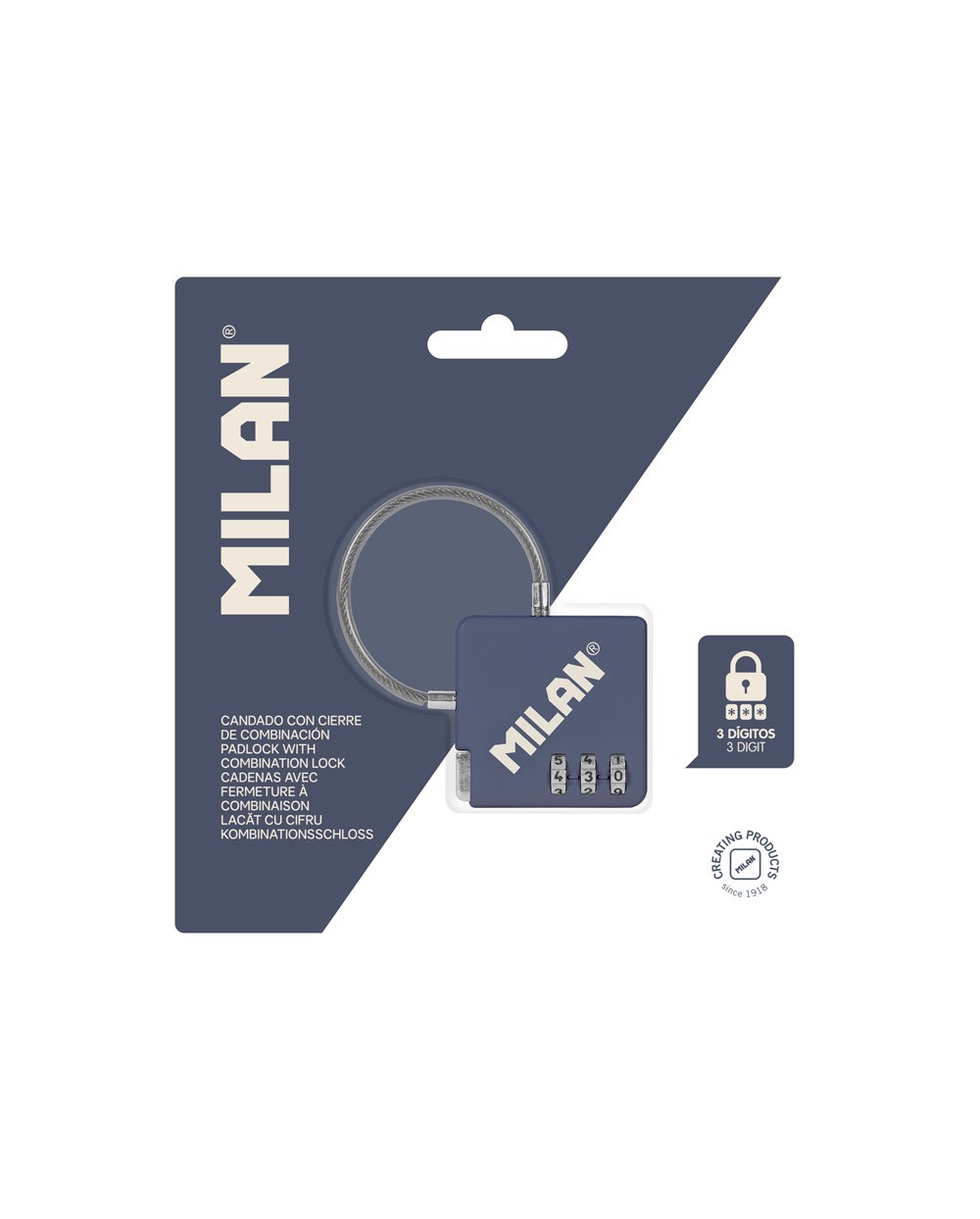 Candado milan coleccion 430 since 1918 con cierre de combinacion color azul
