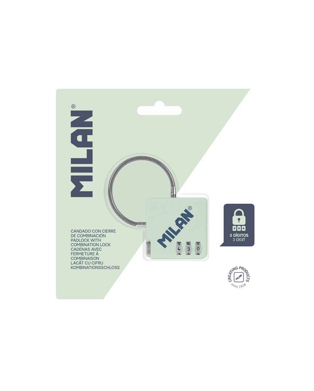 Candado milan coleccion 430 since 1918 con cierre de combinacion color verde