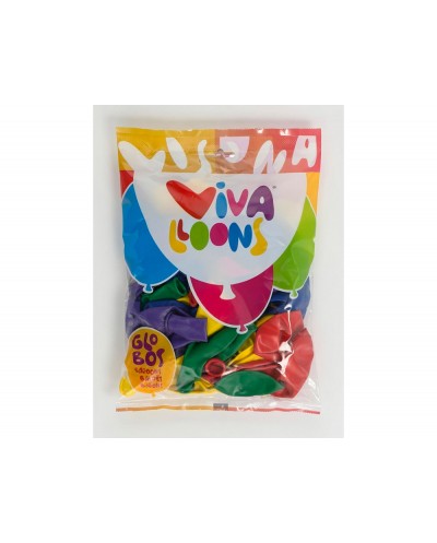 Globo 100 latex biodegradable vivalloons bolsa de 50 unidades colores surtidos