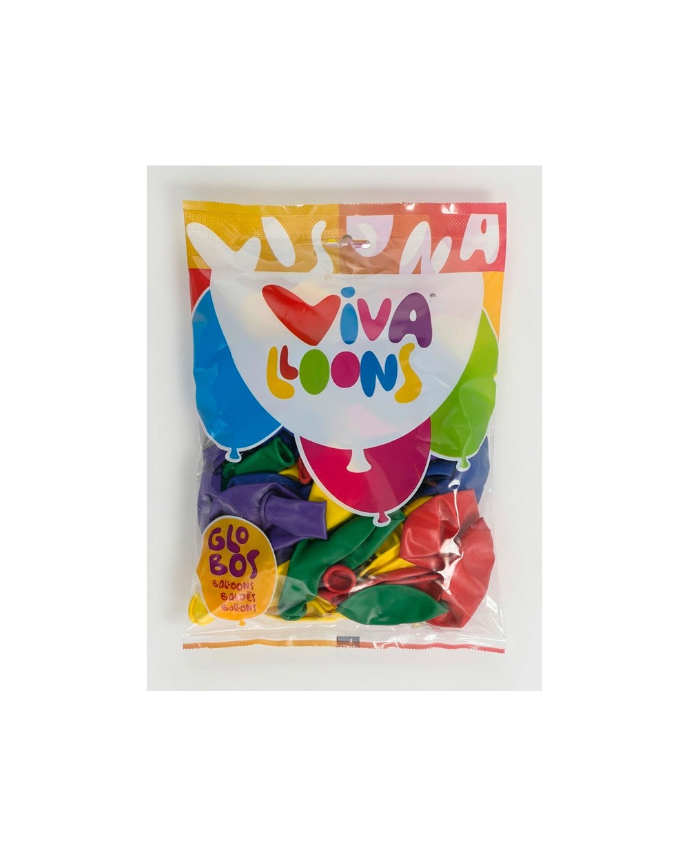 Globo 100 latex biodegradable vivalloons bolsa de 50 unidades colores surtidos