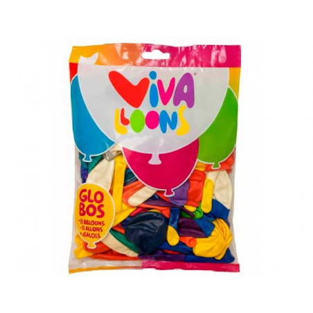 Globo 100 latex biodegradable vivalloons surtido especial colores surtidos bolsa de 250 gr