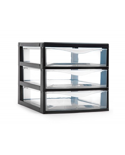 Cajonera plastiforte tajo 3 cajones color negro 180x230x170 mm