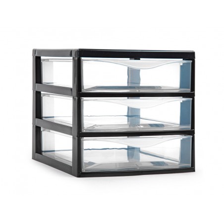 Cajonera plastiforte tajo 3 cajones color negro 180x230x170 mm